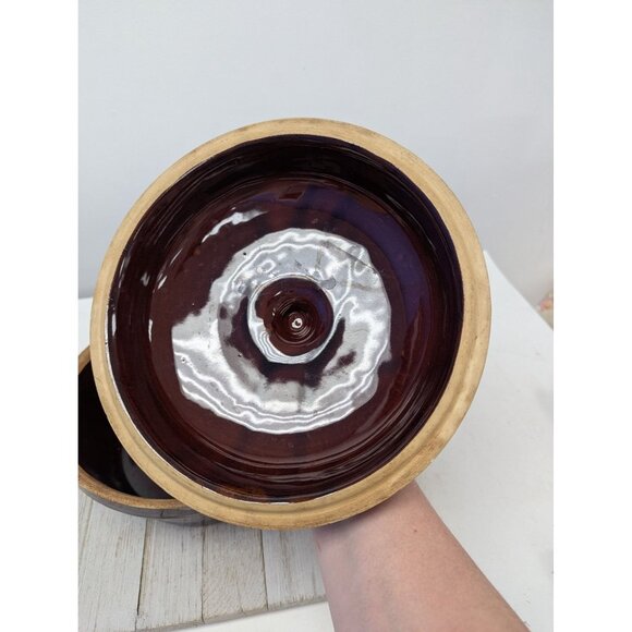 Vintage Marcrest Stoneware Daisy Dot Covered Dish Crock With Lid Brown - Picture 3 of 8